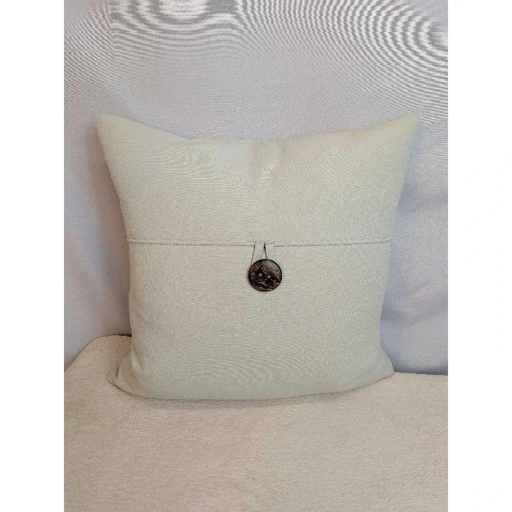 Light Blue Decorative‎ Throw Pillow with Button Accent 21x21